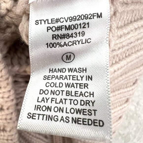 CRYUS Cable Knit Sweater Soft Pink Womens Size M Cabincore Beachy Oversized - Picture 9 of 10